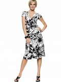 girl in short dress black and white